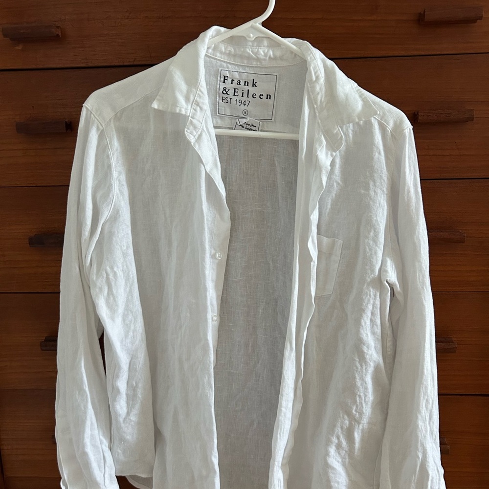 Frank & Eileen Crisp White Linen Shirt